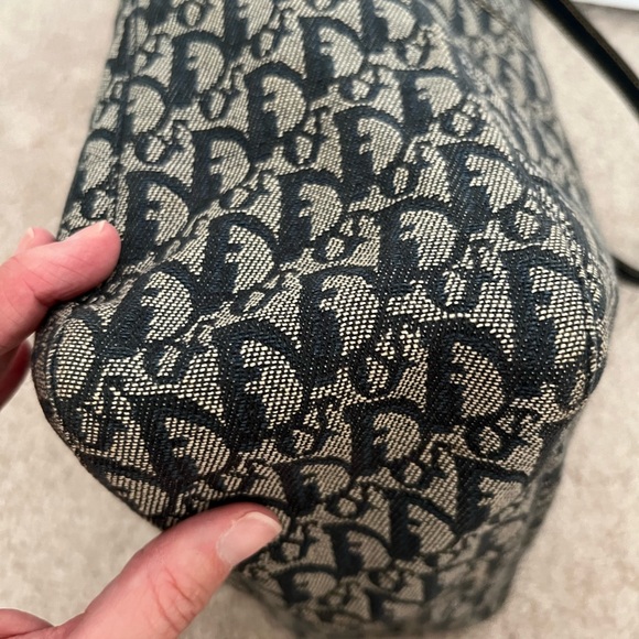 Christian Dior Denim Dark Blue/Grey Oblique &  Leather Tote - Picture 10 of 15